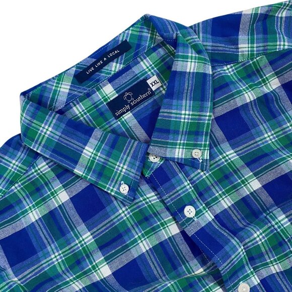 Simply Southern plaid oxford Shirt Men's size XXL - Picture 3 of 3